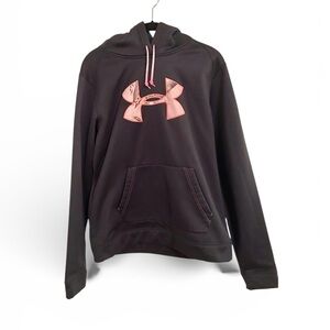 Under Armour Women’s Logo Hoodie Black Pink Pullover Sweatshirt Large